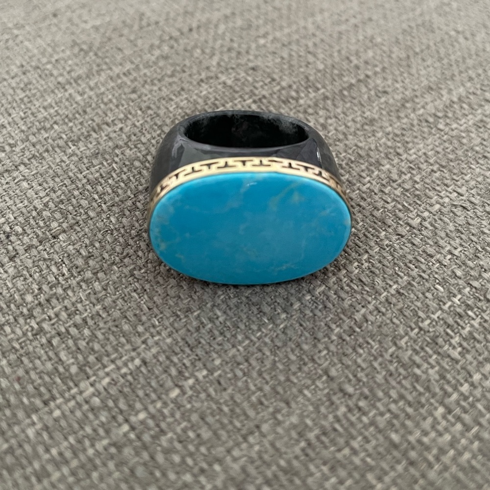 Black jade & turquoise ring
